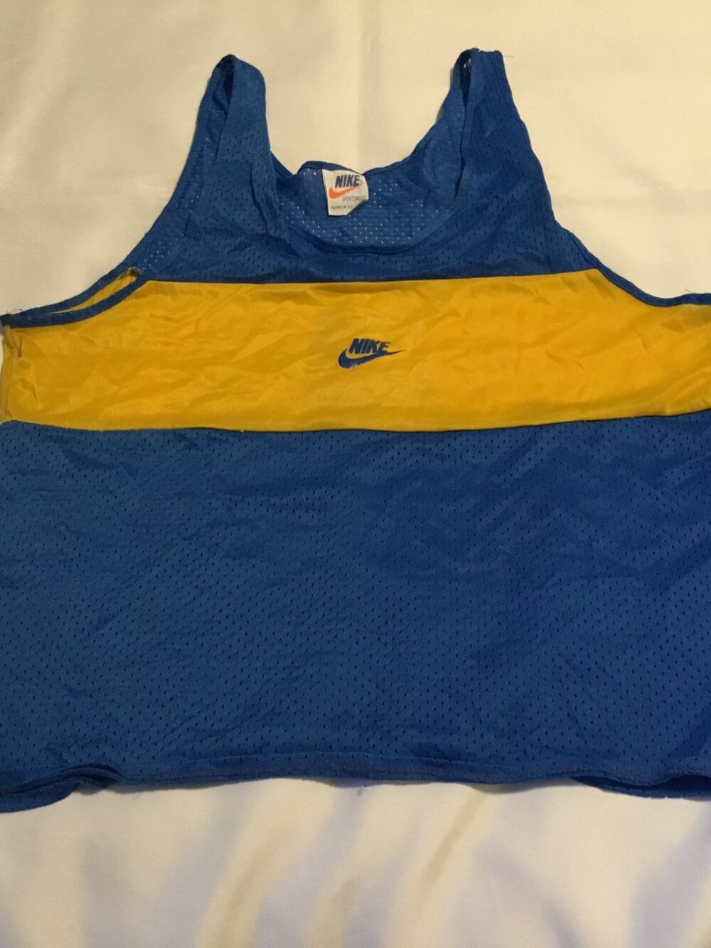 Vintage 80s Nike Runners Tank Top Men's Size XL Blue/Gold